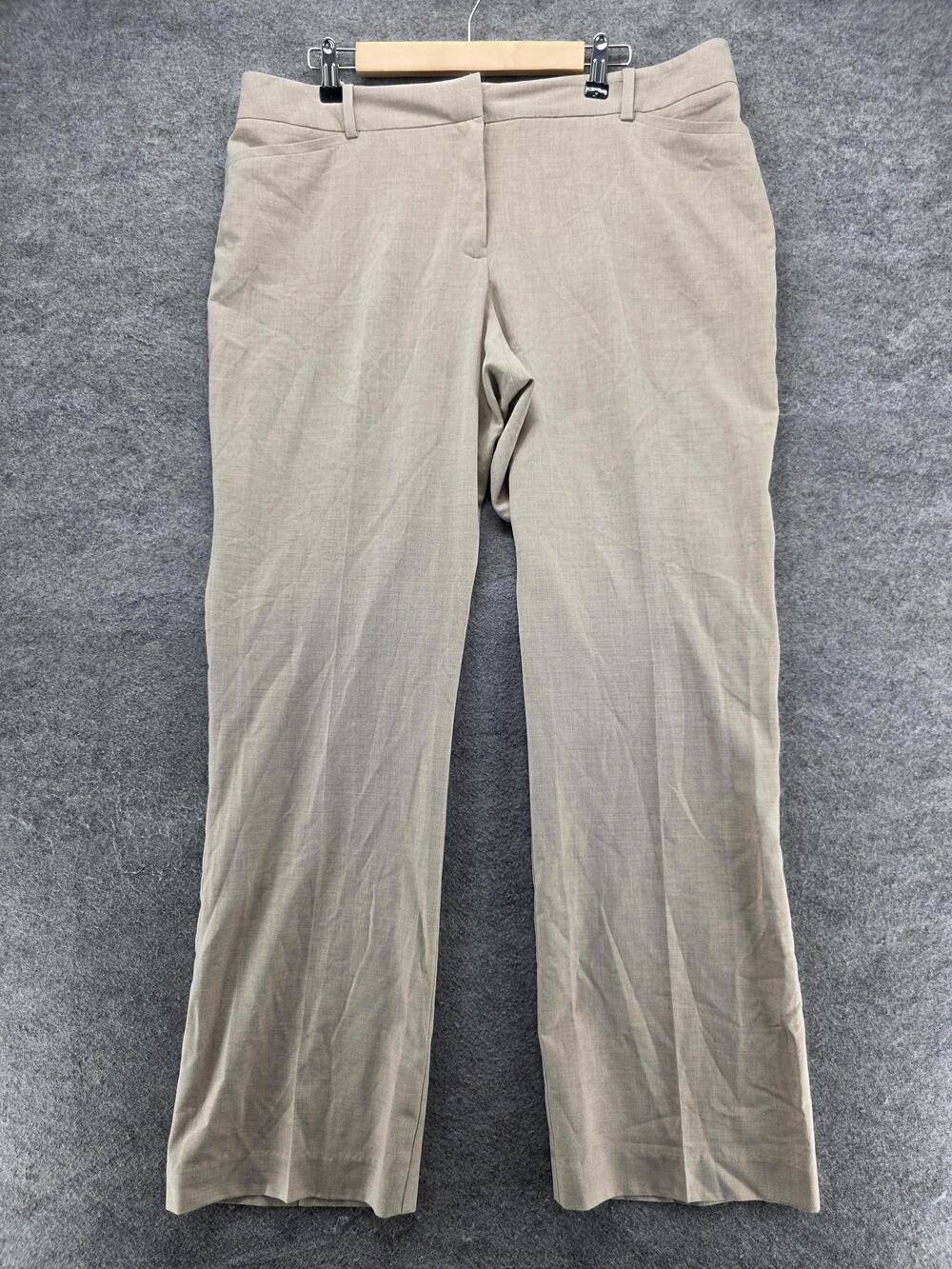 Worthington Pants Womens 16 Beige Dress Straight Twill Stretch Pockets 32 In